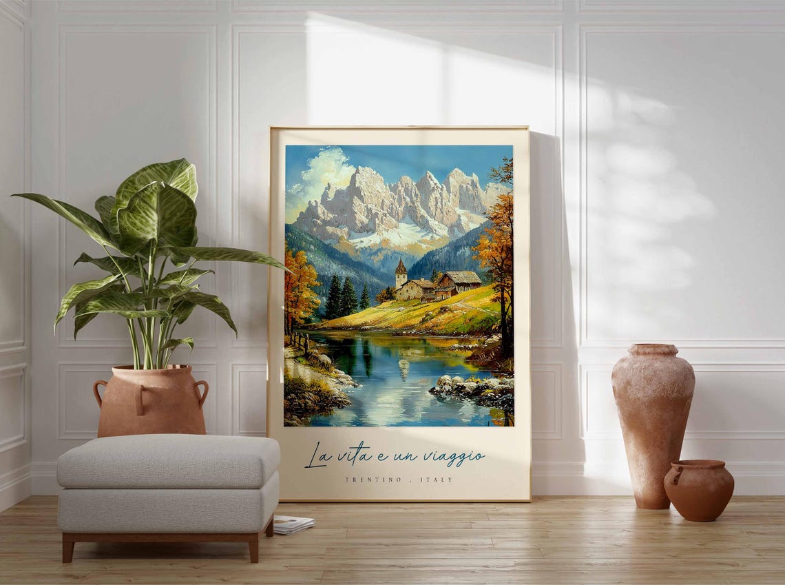 Trentino Poster Italian Travel Print Trentino Travel Art Trentino Wall Art Italy Art Italy Travel Decor Italian Travel Gift - Image 3