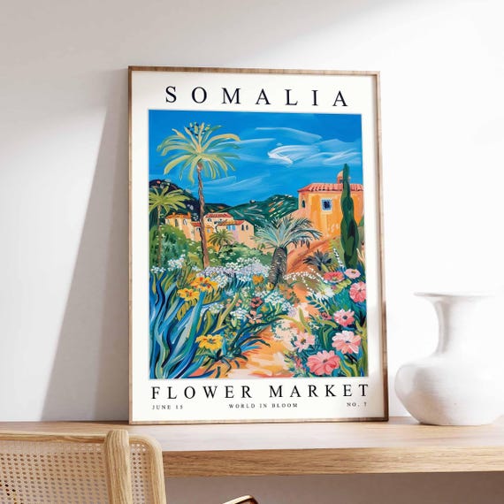 Somalia Flower Market Poster Print Somali Floral Wall Art Decor Botanical Africa African Travel