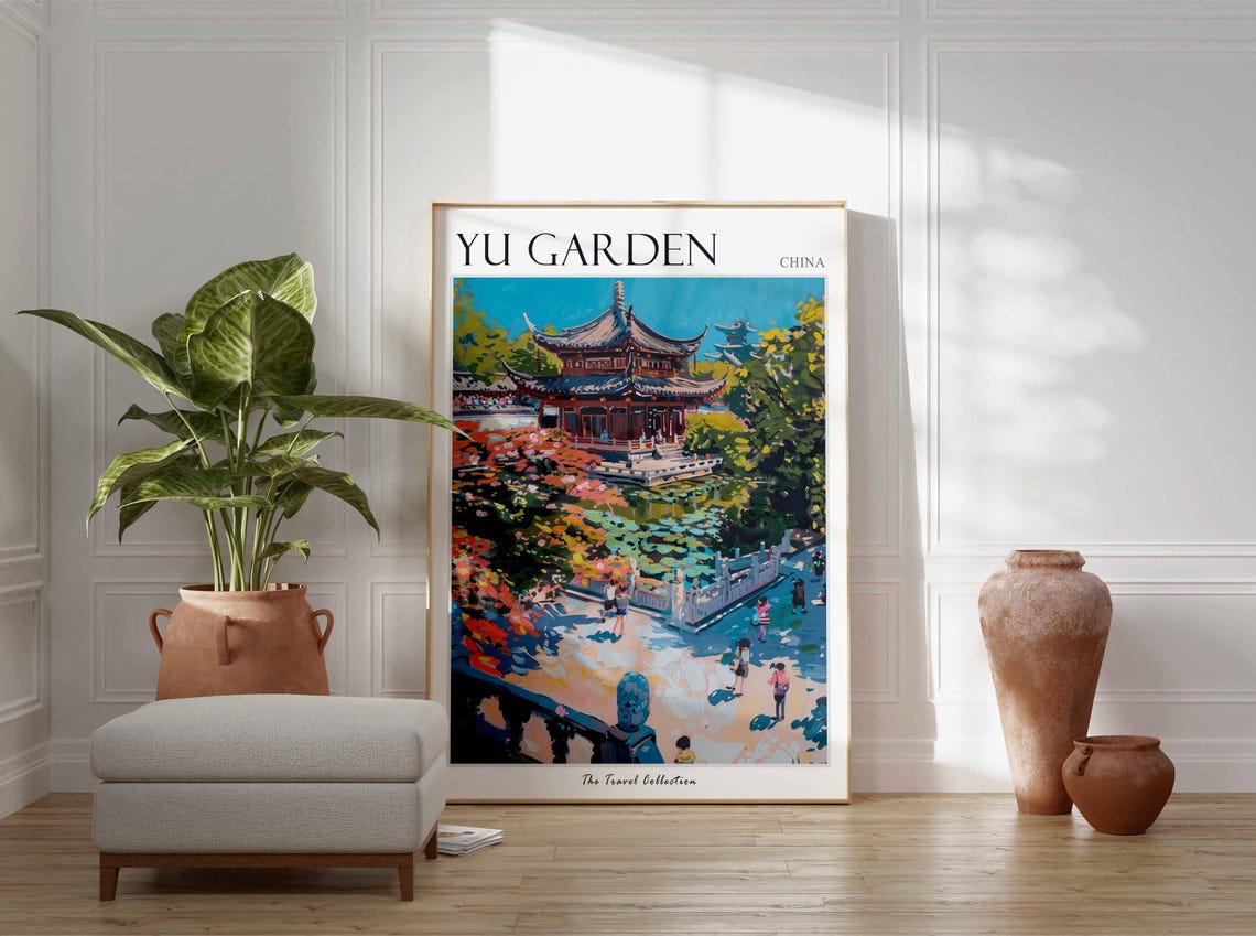 Yu Garden Poster China Travel Print Chinese Decor Asia Travel Poster Asian Wall Art Yu Garden Gift Yu Garden Travel Poster - Image 2