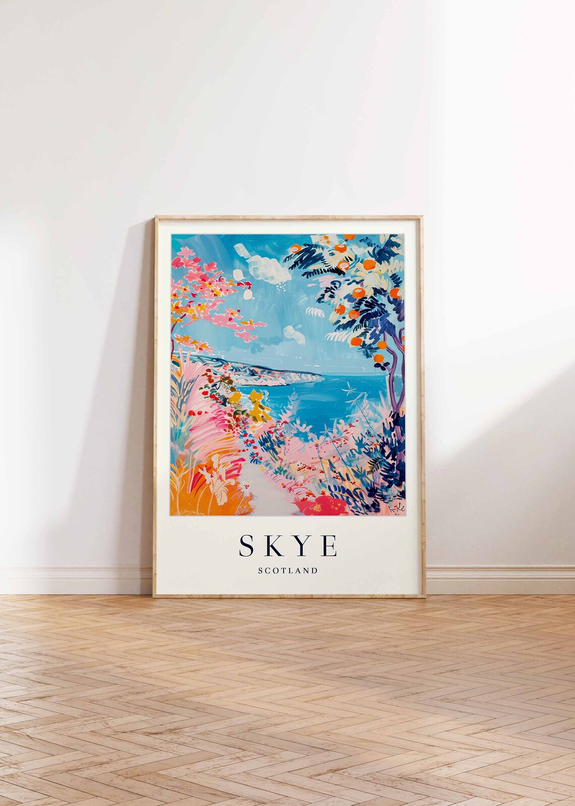 Skye Scotland Travel Poster Floral Coastal Garden Sea View Painting Art - Image 2