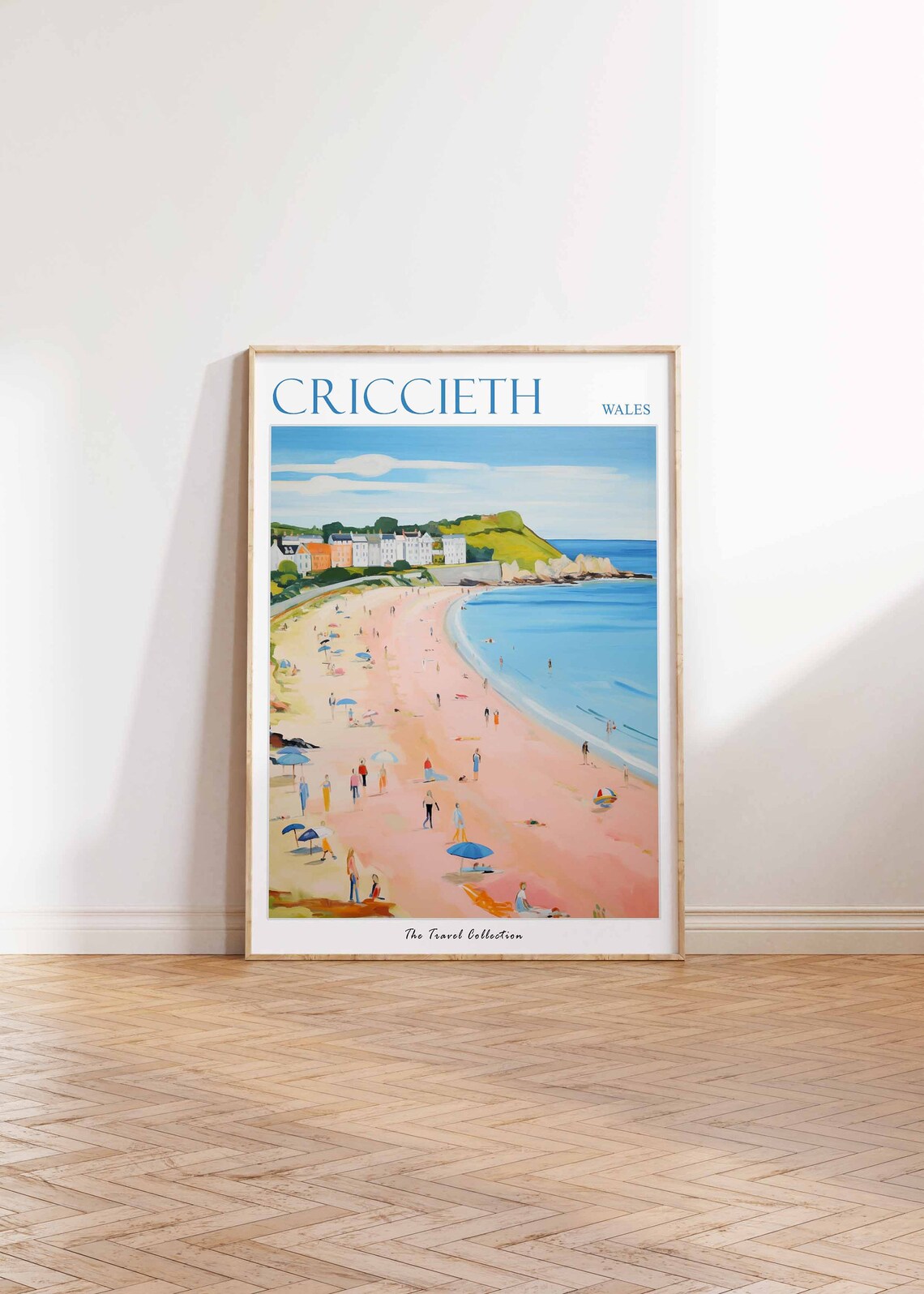 Criccieth Wales Pastel Beach Houses Seaside Day Trip Travel Poster - Image 2