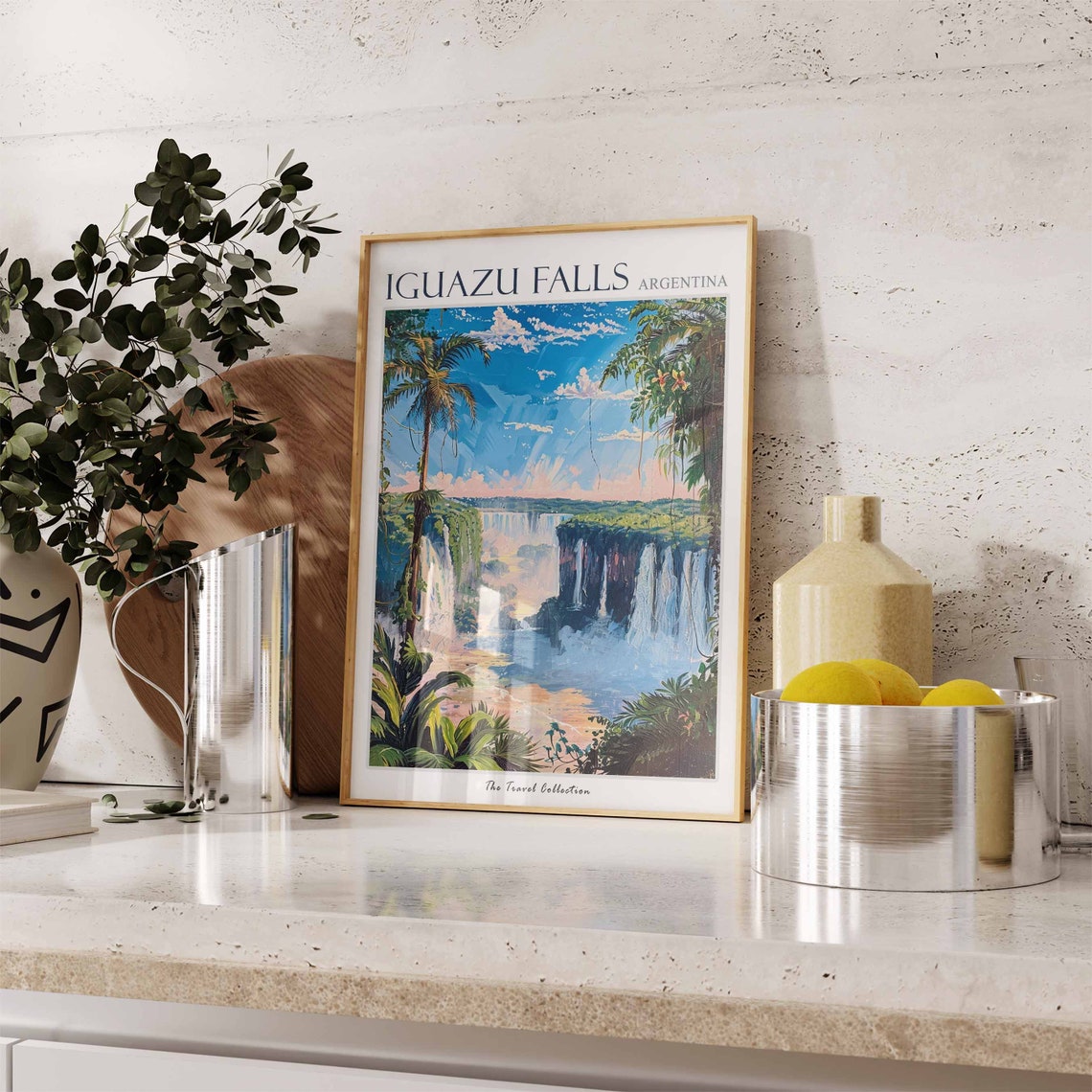 Iguazu Falls Poster Iguazu Falls Travel Print Argentina Travel Poster Tropical Decor Beach Art Argentina Travel Gift Floral Print - Image 3