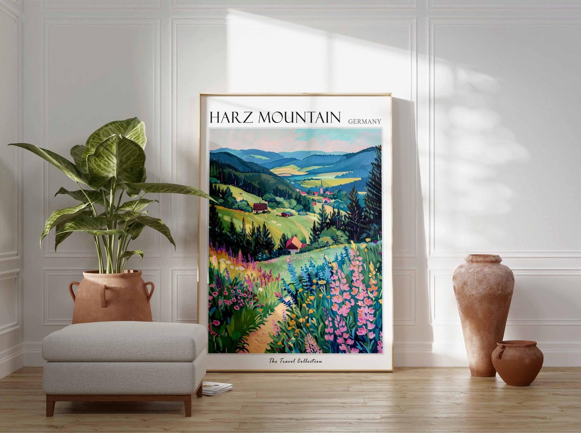 Harz Mountain Germany Wildflower Valley Cozy Cabin Trails Poster - Image 2