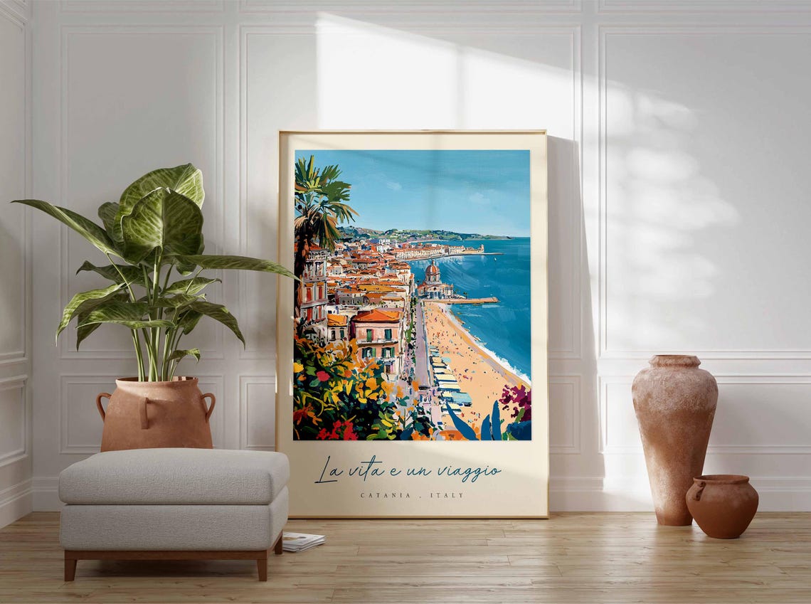 Catania Poster Catania Travel Print Catania Travel Art Catania Wall Art Italy Art Italy Travel Decor Italian Travel Gift - Image 3