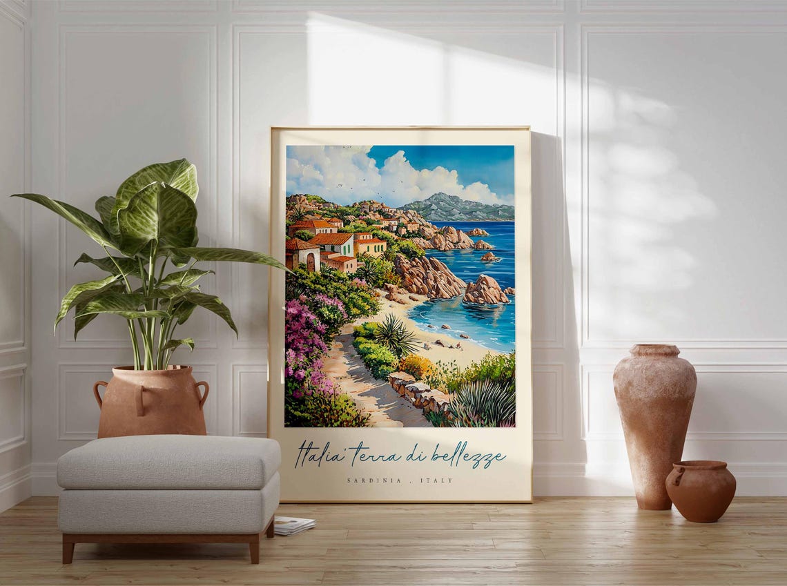 Sardinia Poster Italian Travel Print Sardinia Travel Art Sardinia Wall Art Italy Art Italy Travel Decor Italian Travel Gift - Image 3