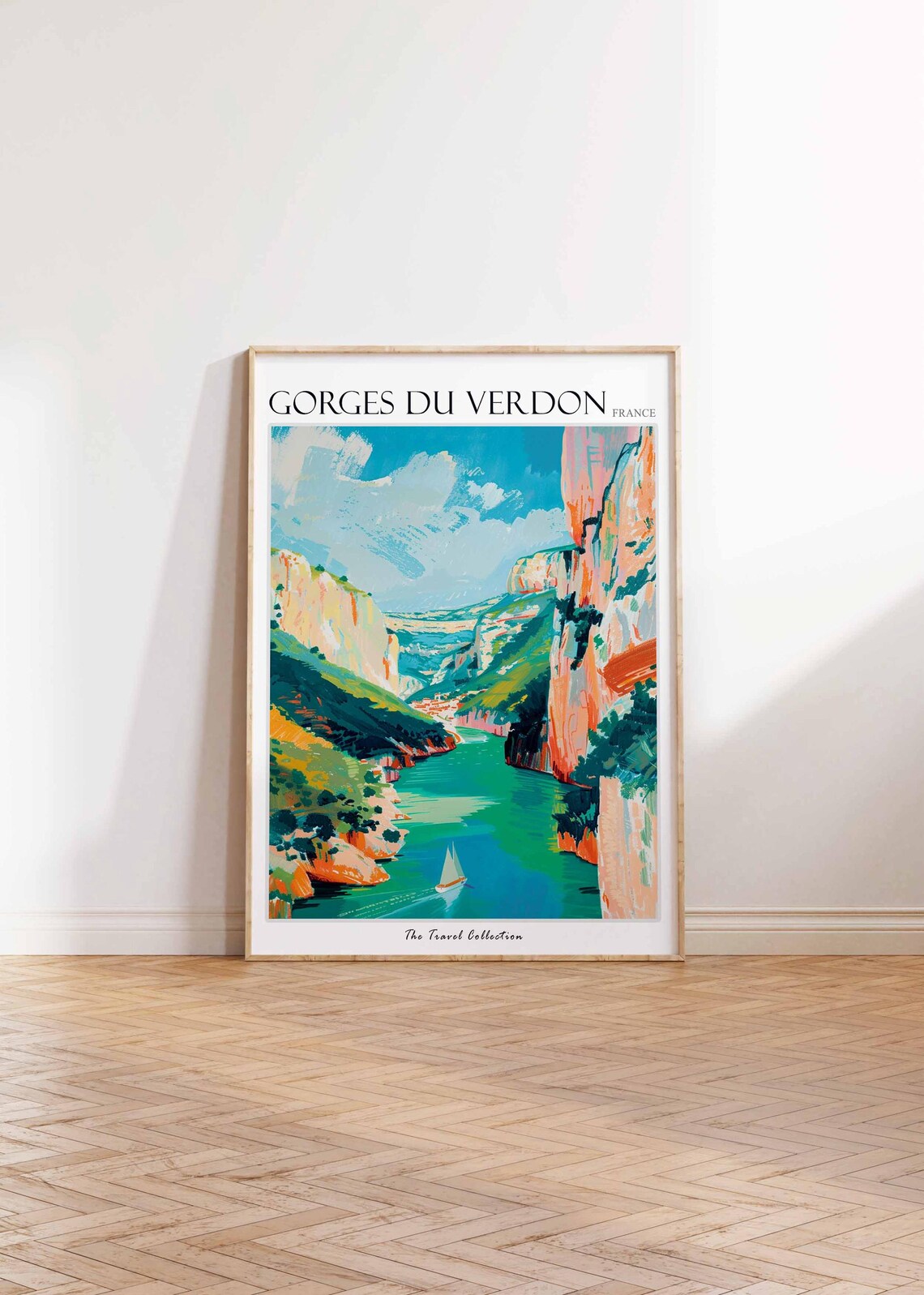 Gorges Du Verdon Emerald River Orange Cliff Sailboat France Poster - Image 2