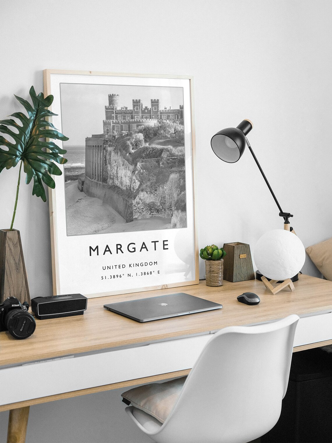 Margate United Kingdom Black and White Clifftop Photo Art Poster - Image 3