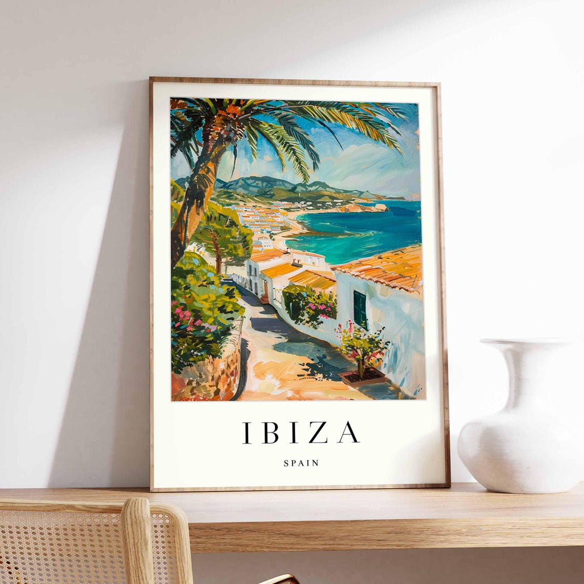 Ibiza Spain Mediterranean Coast Village Scenic Travel Poster