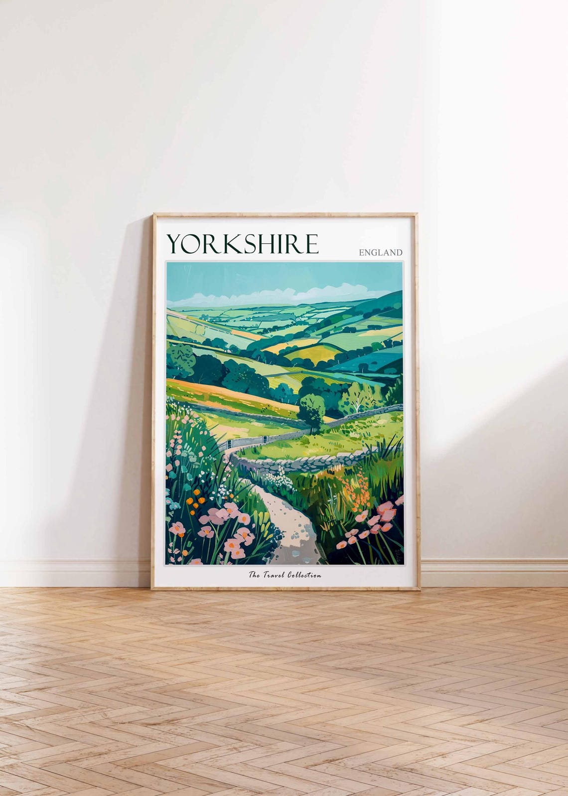 Yorkshire Dry Stone Wall Winding Path Wildflower Meadow Poster - Image 2