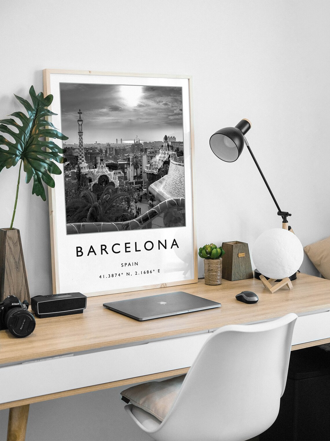 Barcelona Travel Poster, Minimalist Black and White - Image 2