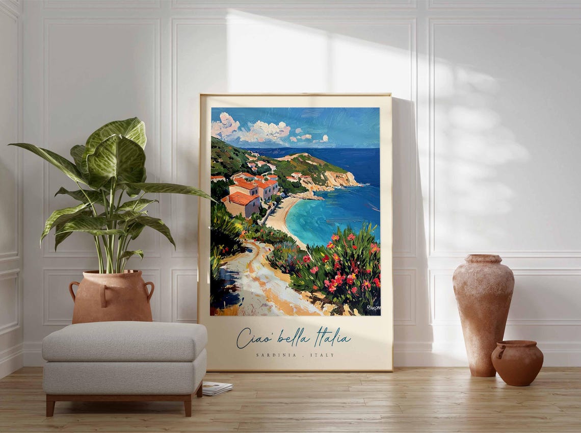 Sardinia Poster Italian Travel Print Sardinia Travel Art Sardinia Wall Art Italy Art Italy Travel Decor Italian Travel Gift - Image 3