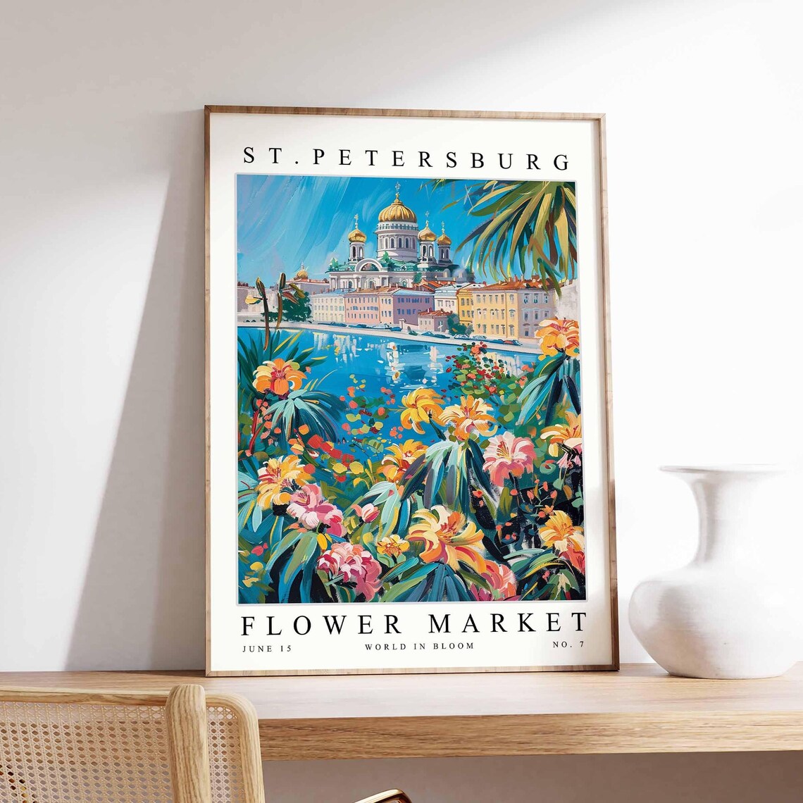 St. Petersburg Golden Domes River Tiger Lily Garden Art Poster