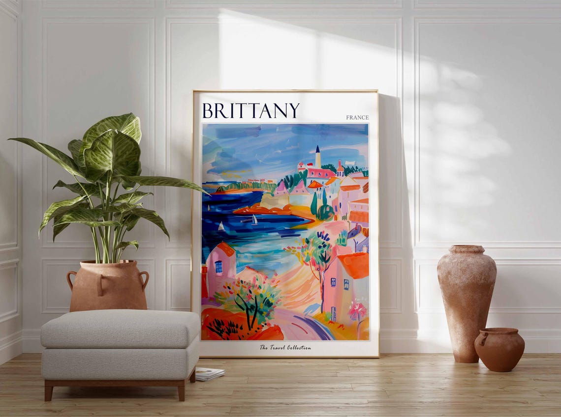 Brittany Poster France Travel Print French Decor Europe Travel Poster European Wall Art Brittany Gift Brittany Travel Poster - Image 3