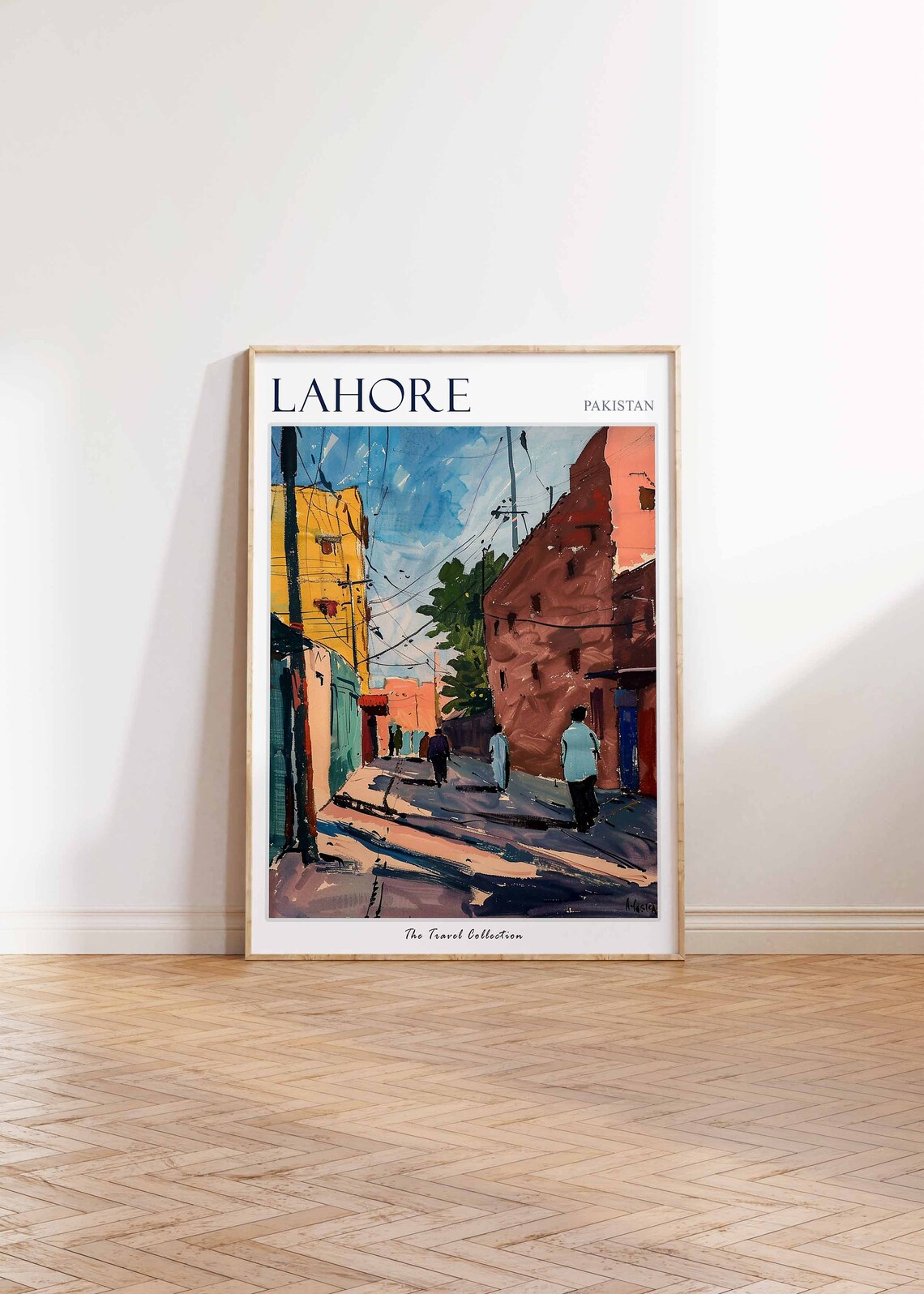 Lahore Pakistan Travel Poster Old City Street And Colorful Buildings - Image 2