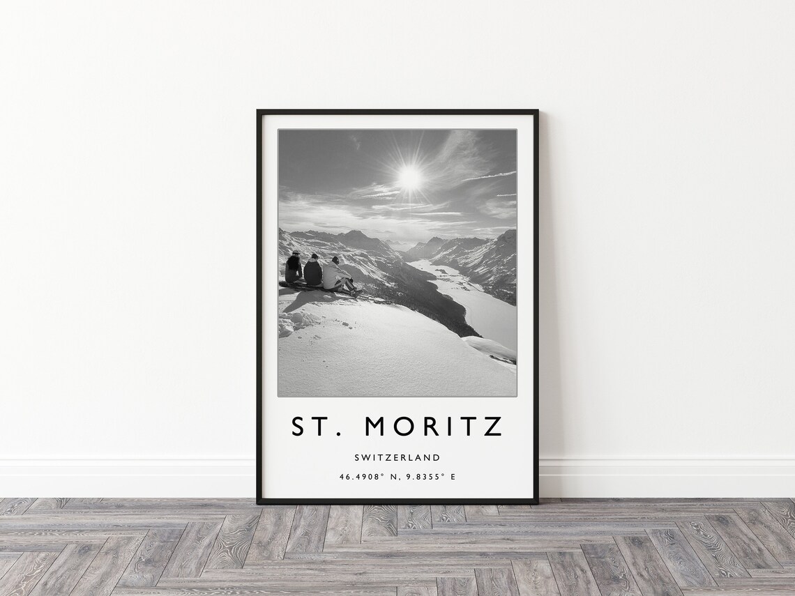 St Moritz Switzerland Ski Travel Poster Print - Image 2