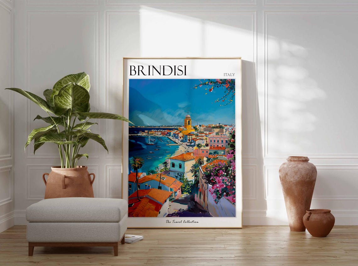 Brindisi Poster Italian Travel Print Brindisi Travel Art Brindisi Wall Art Italian Travel Brindisi Home Decor Brindisi Travel Gift - Image 2