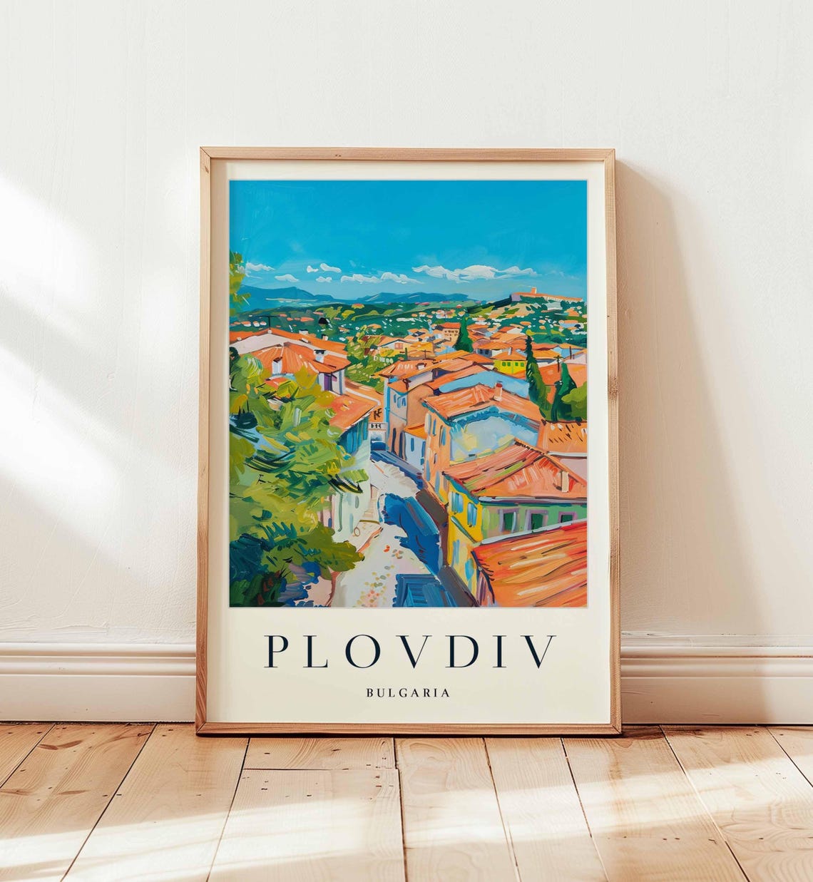 Plovdiv Bulgaria Red Rooftops Old Town Cityscape Painting Poster