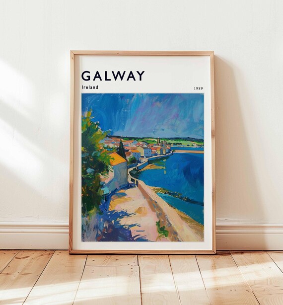 Galway Ireland Travel Poster, Coastal European Art Print