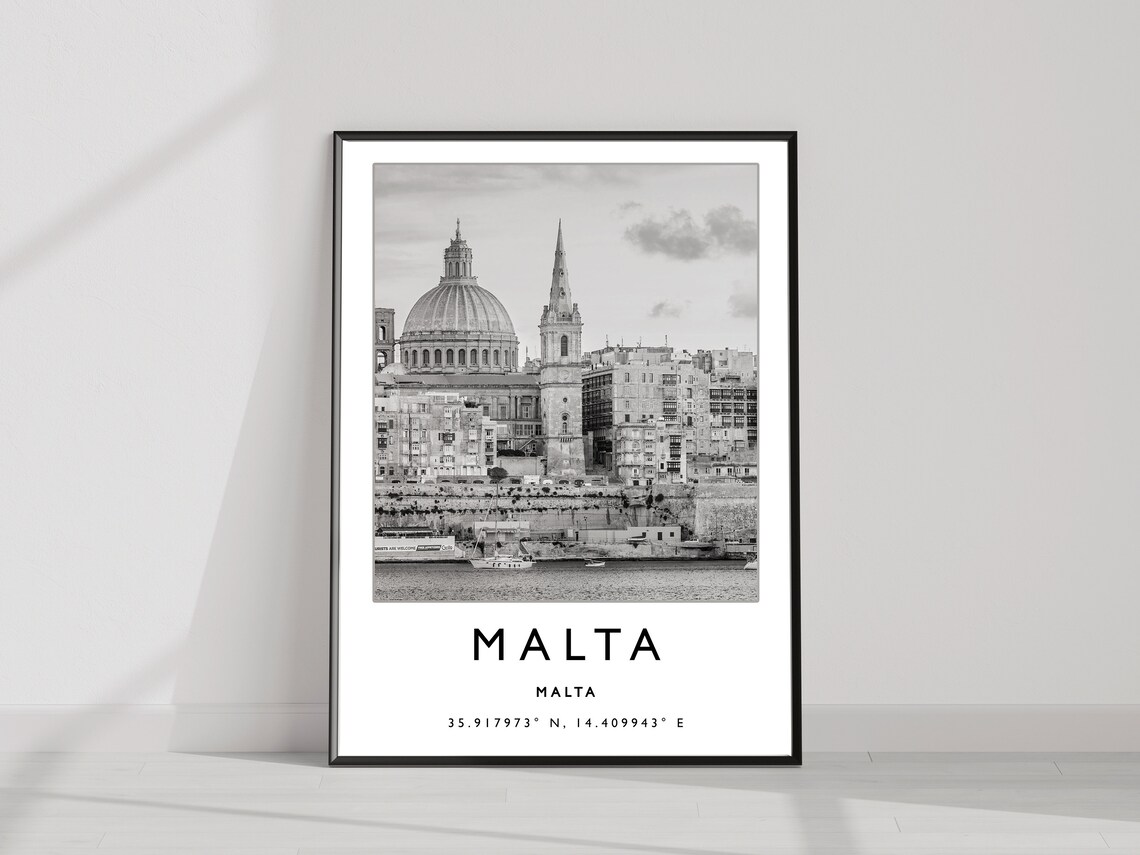 Malta Travel Poster, Black and White Travel Art - Image 3