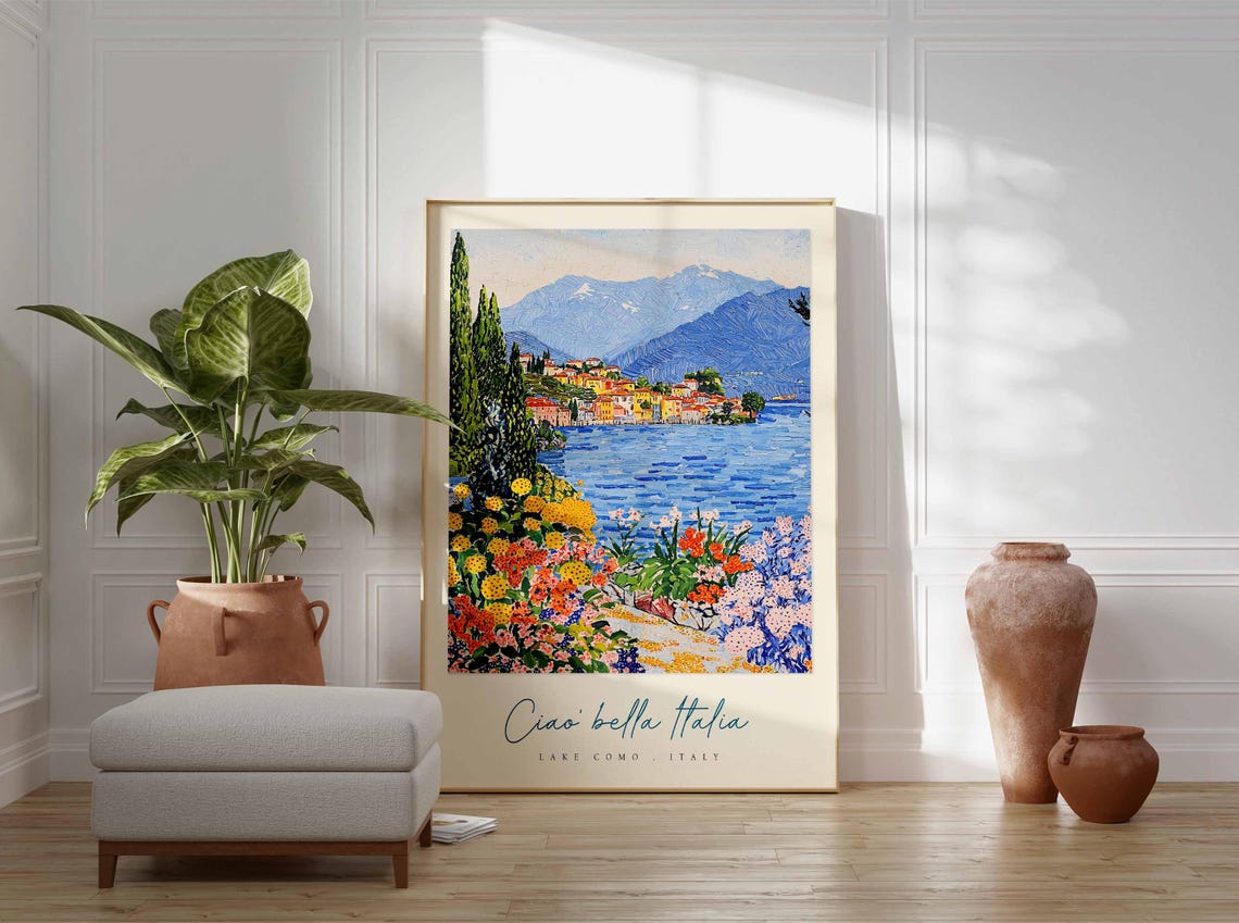 Lake Como Poster Italian Travel Print Lake Como Travel Art Lake Como Wall Art Italy Art Italy Travel Decor Italian Travel Gift - Image 3