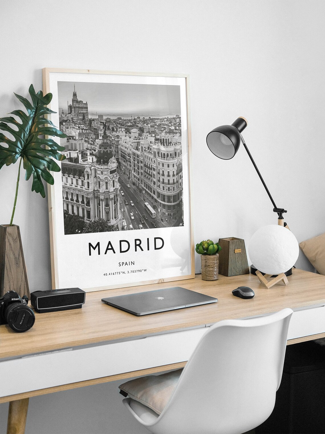 Madrid Travel Poster, Black and White Photo Print - Image 2