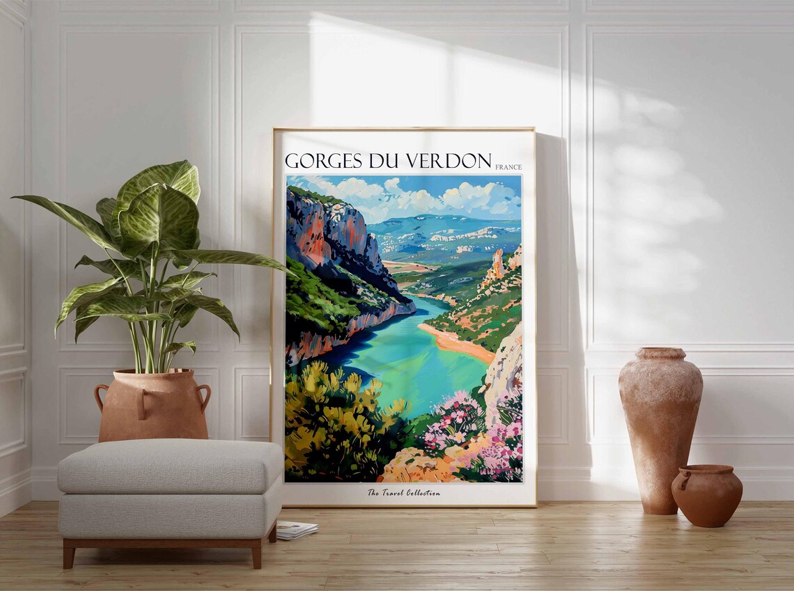 Gorges du Verdon France Turquoise River Bend Valley Travel Poster - Image 3