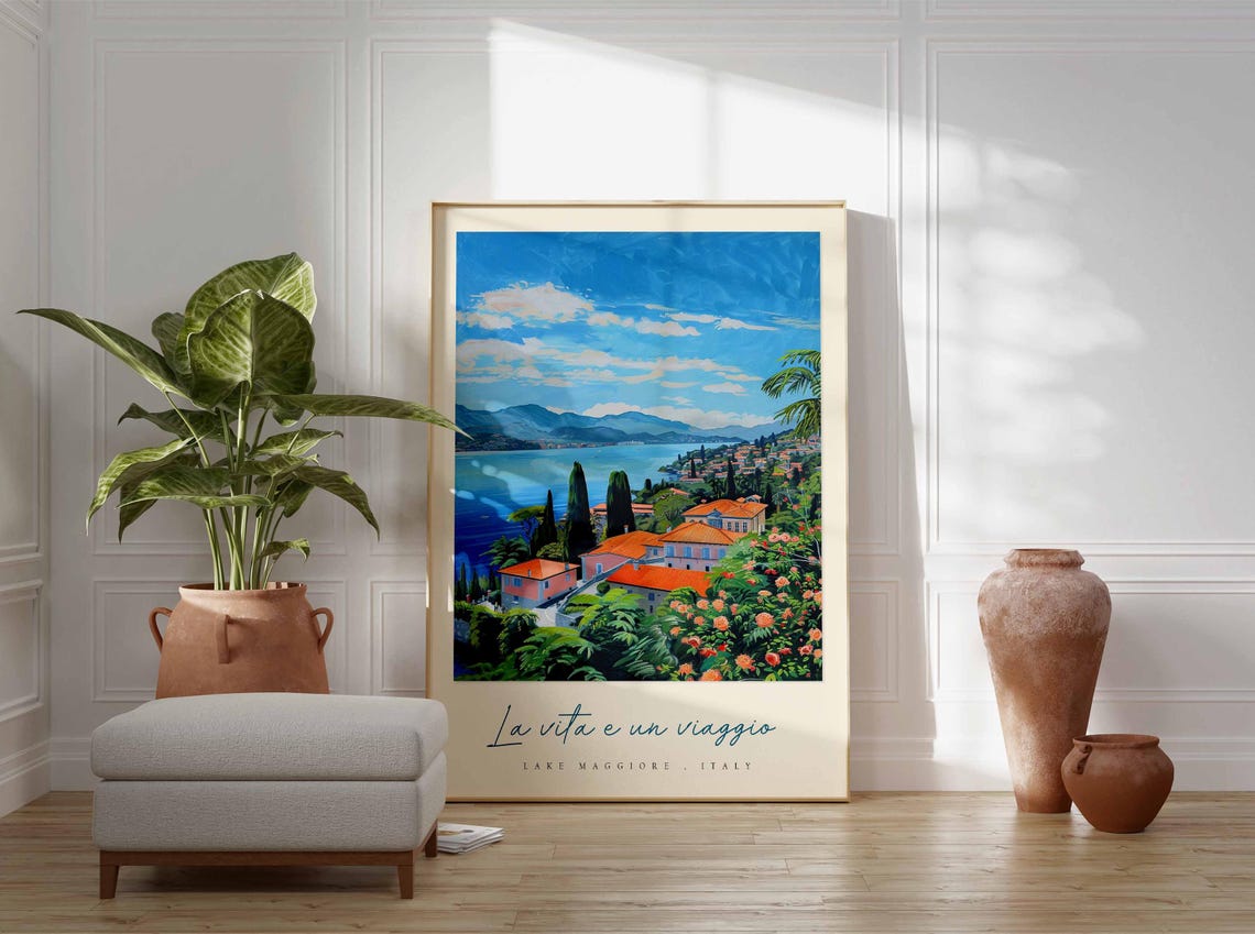 Lake Maggiore Poster Italian Travel Print Lake Maggiore Travel Art Lake Maggiore Wall Art Italy Art Italy Travel Decor Travel Gift - Image 3