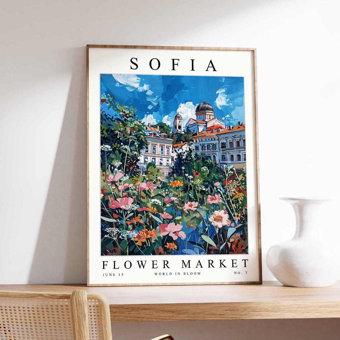 Sofia Flower Market Domed Cathedral Cosmos Meadow Art Poster