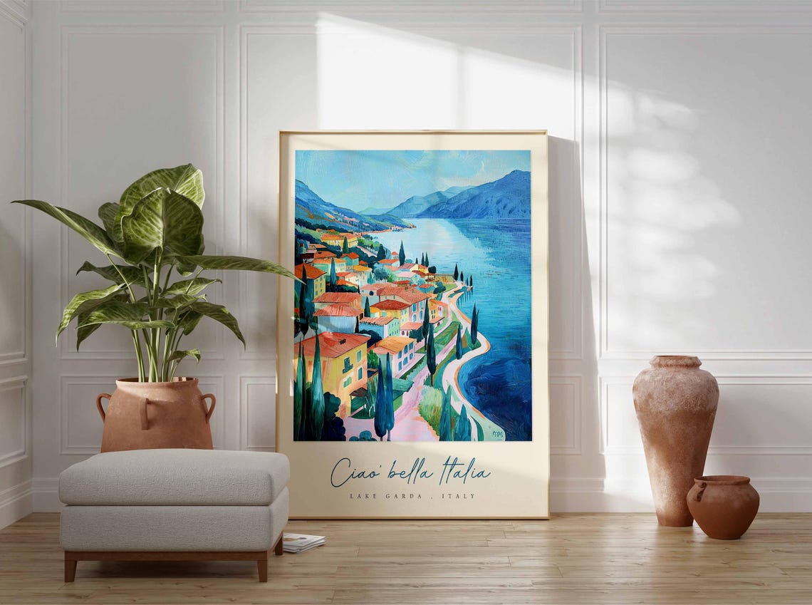 Lake Garda Poster Italian Travel Print Lake Garda Travel Art Lake Garda Wall Art Italy Art Italy Travel Decor Italian Travel Gift - Image 3