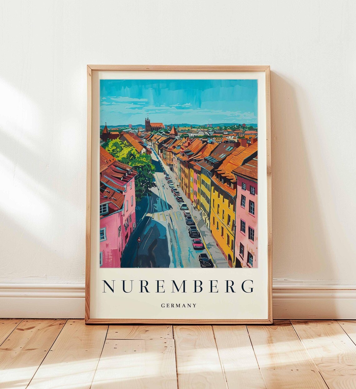Nuremberg Germany Aerial View Colorful Street Old Town Art Poster