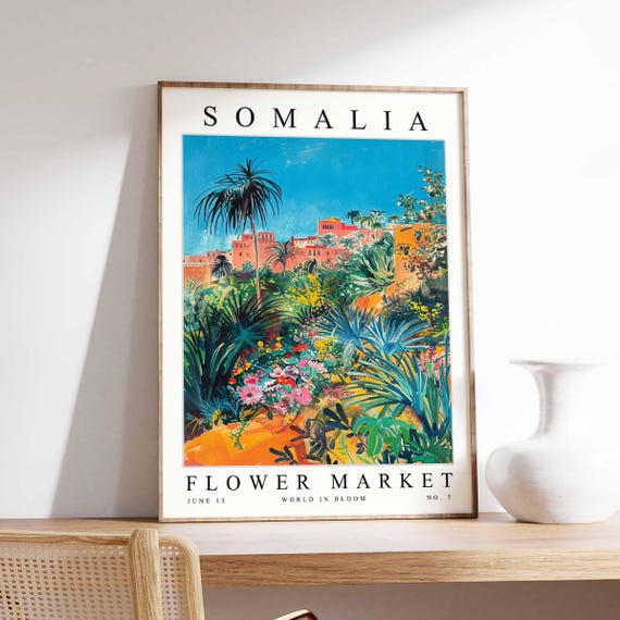 Somalia Flower Market Poster Print Somali Floral Wall Art Decor Botanical Africa African Travel