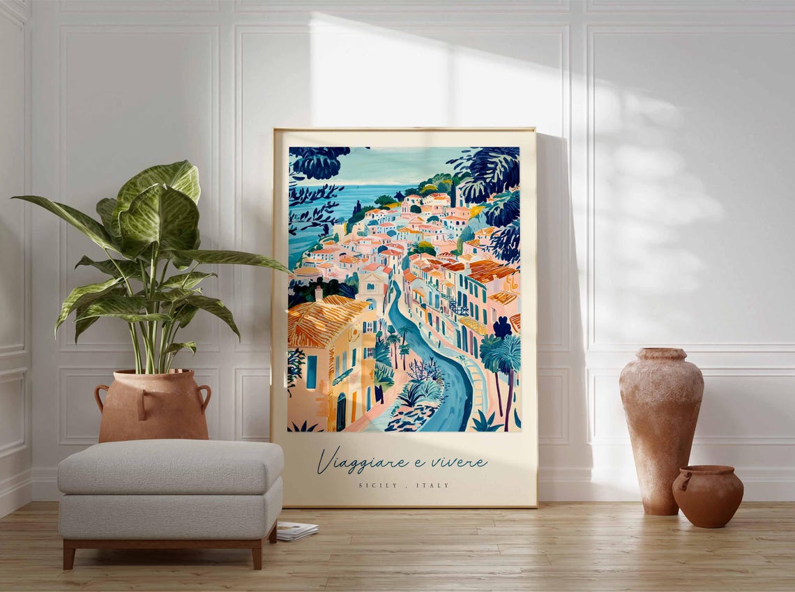 Sicily Poster Italian Travel Print Sicily Travel Art Sicily Wall Art Italy Art Italy Travel Decor Italian Travel Gift - Image 3