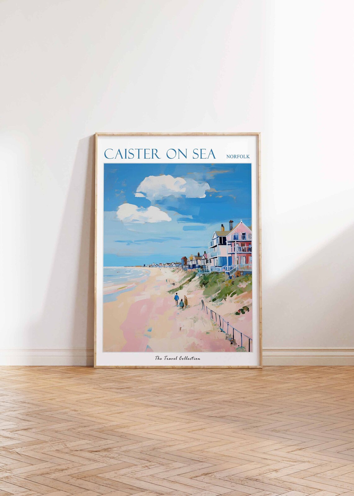 Caister On Sea Norfolk Pastel Beach Beachfront Houses Soft Seascape Poster - Image 2