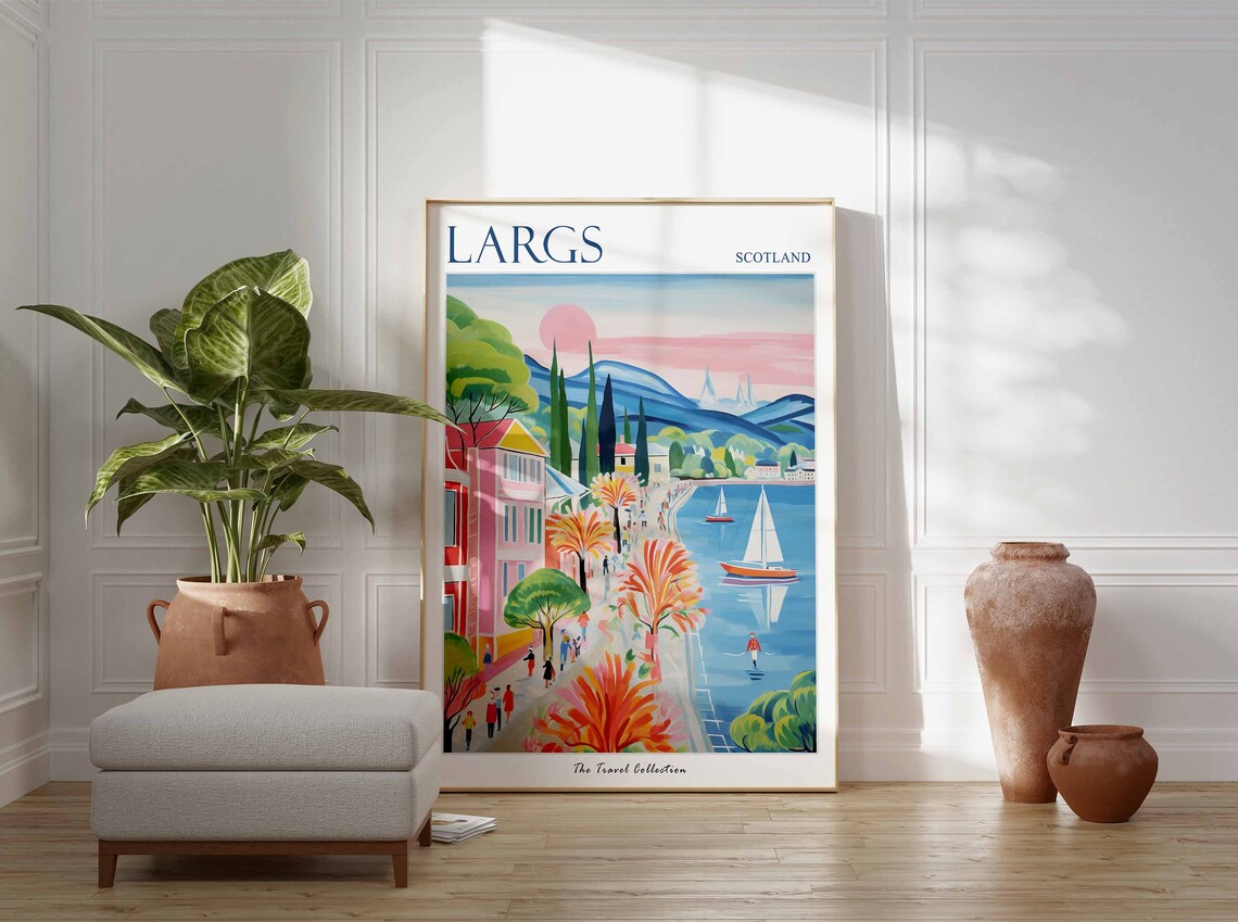 Largs Scotland Sunset Promenade Sailboats Coastal Travel Poster - Image 3