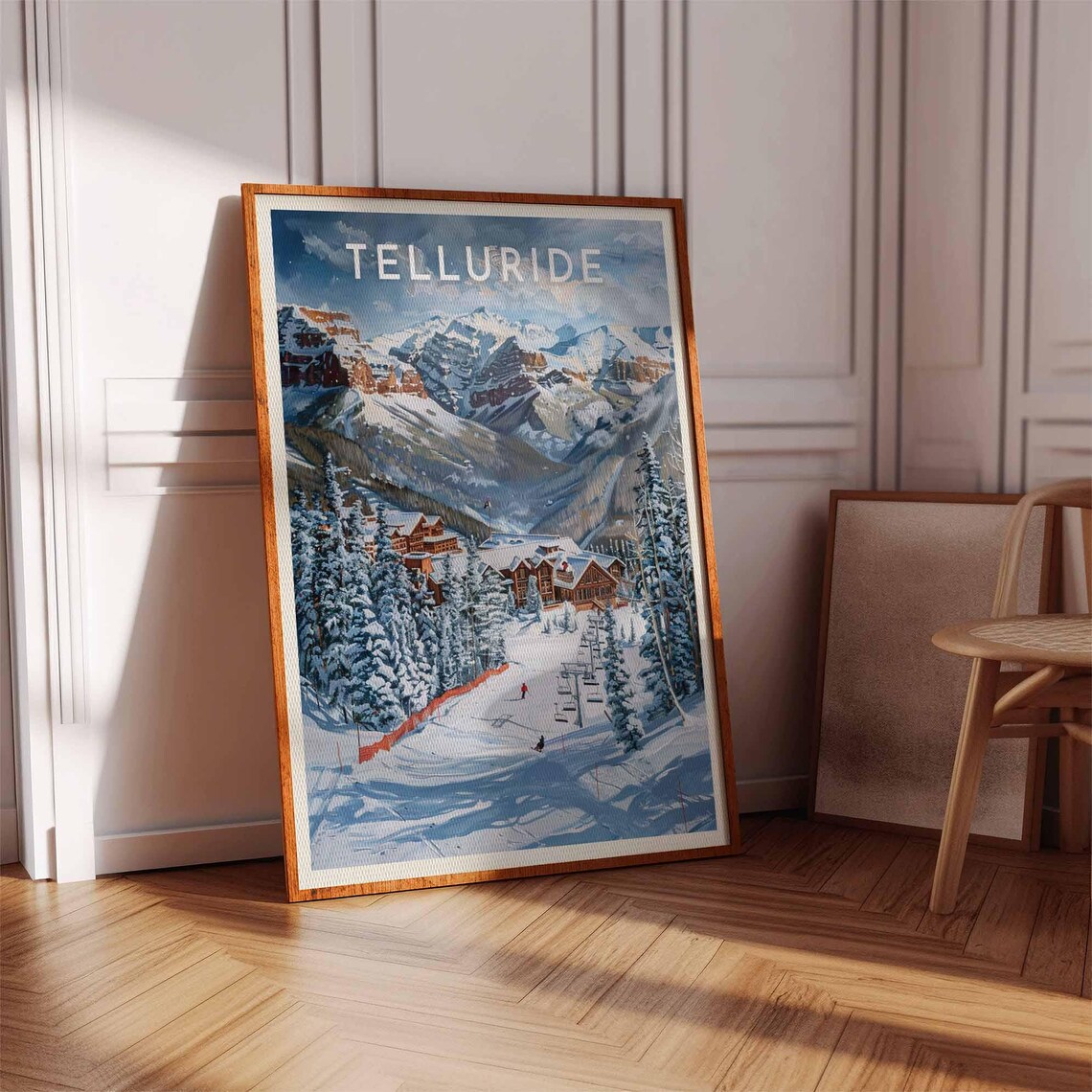 Telluride Ski Lodge Chairlift Framed by Frosty Pines Colorado Poster - Image 3