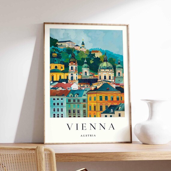 Vienna Austria Historic Church Domes Old Town Skyline Travel Poster