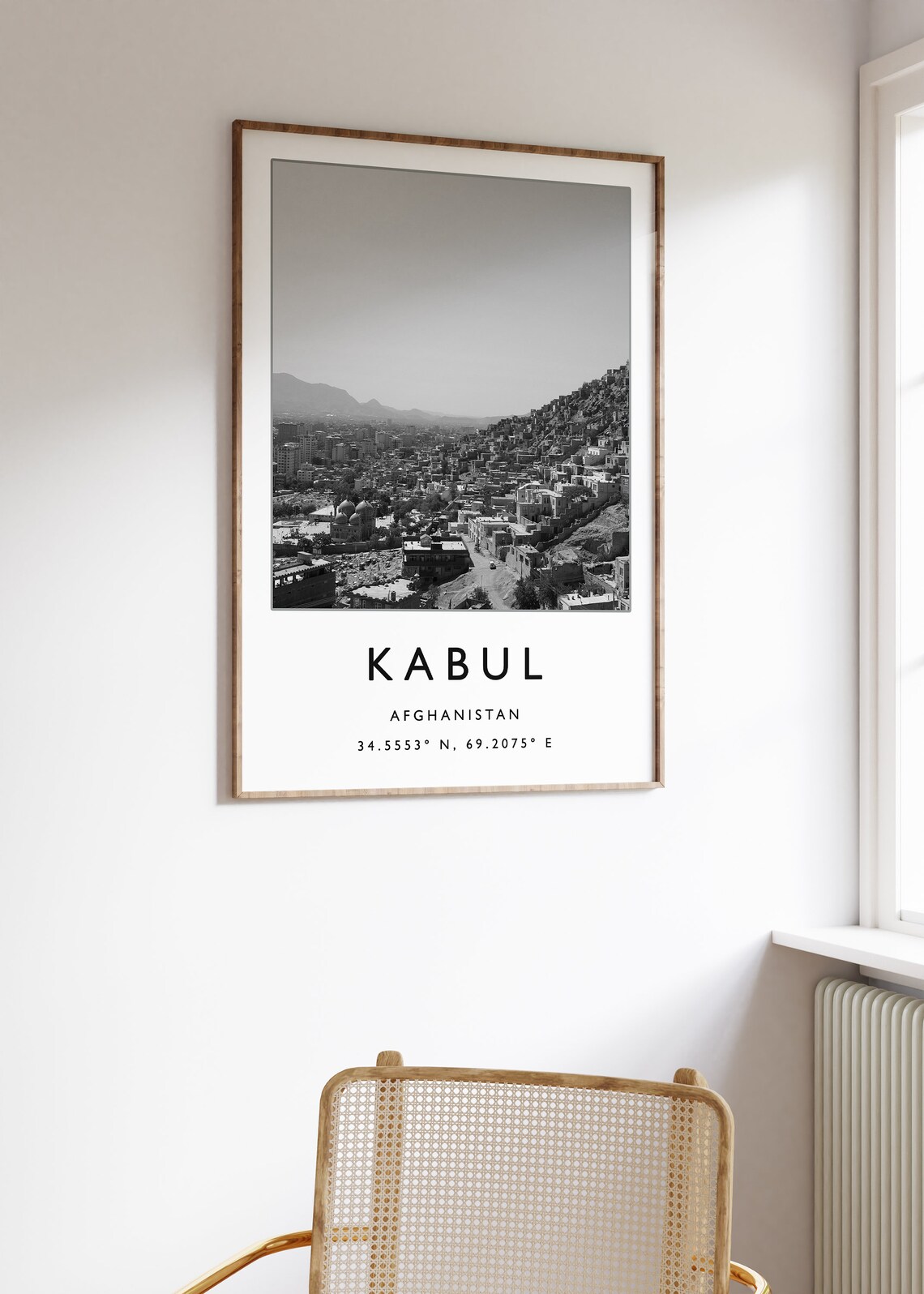 Kabul Afghanistan Historic Hillside City Monochrome Photo Poster - Image 2