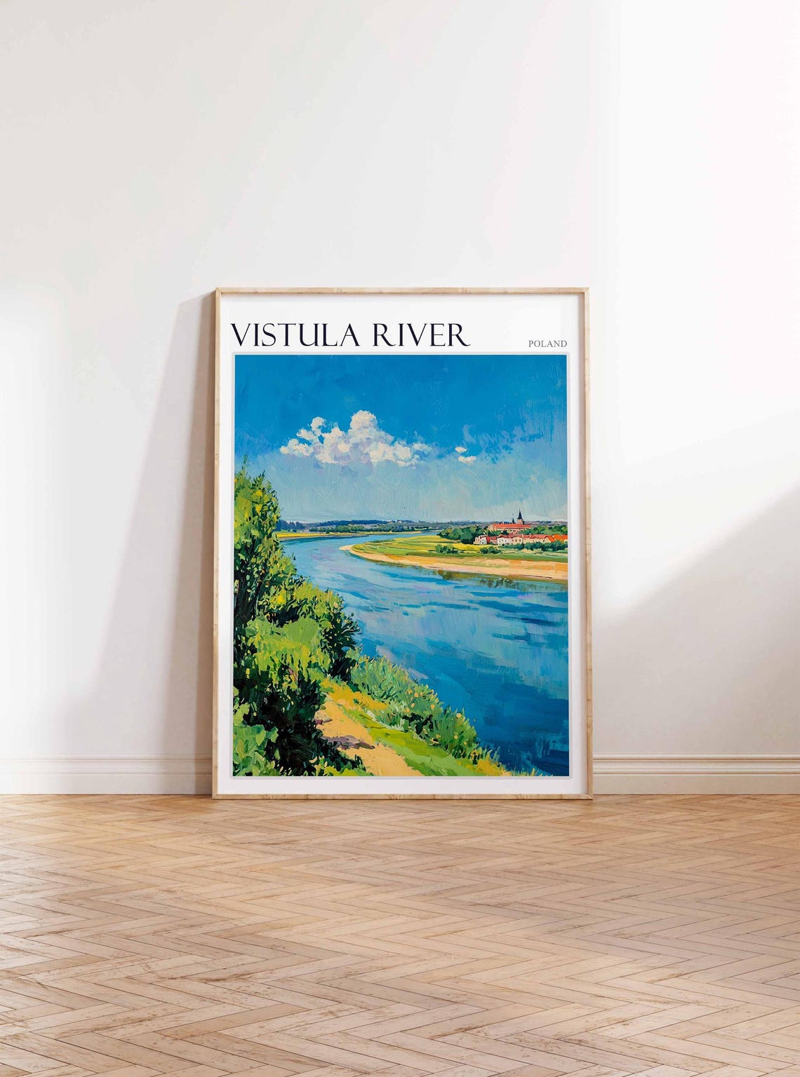 Vistula River Poland River Bend Village Green Banks Calm Poster - Image 2