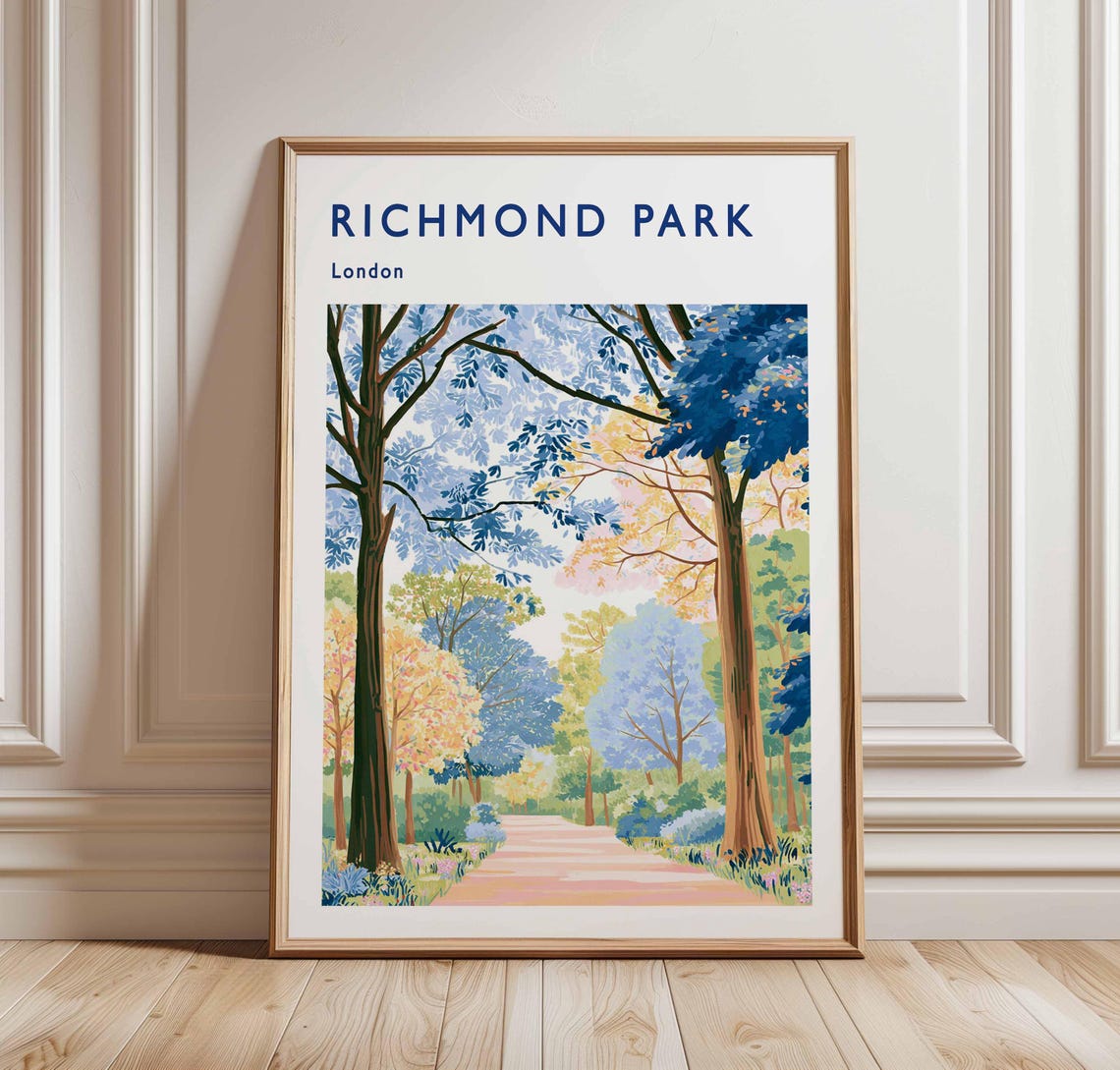 Richmond Park Travel Poster London Deer Print
