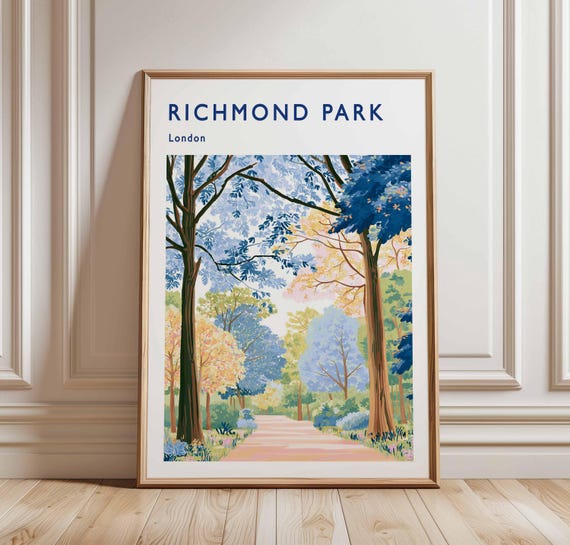 Richmond Park Travel Poster London Deer Print