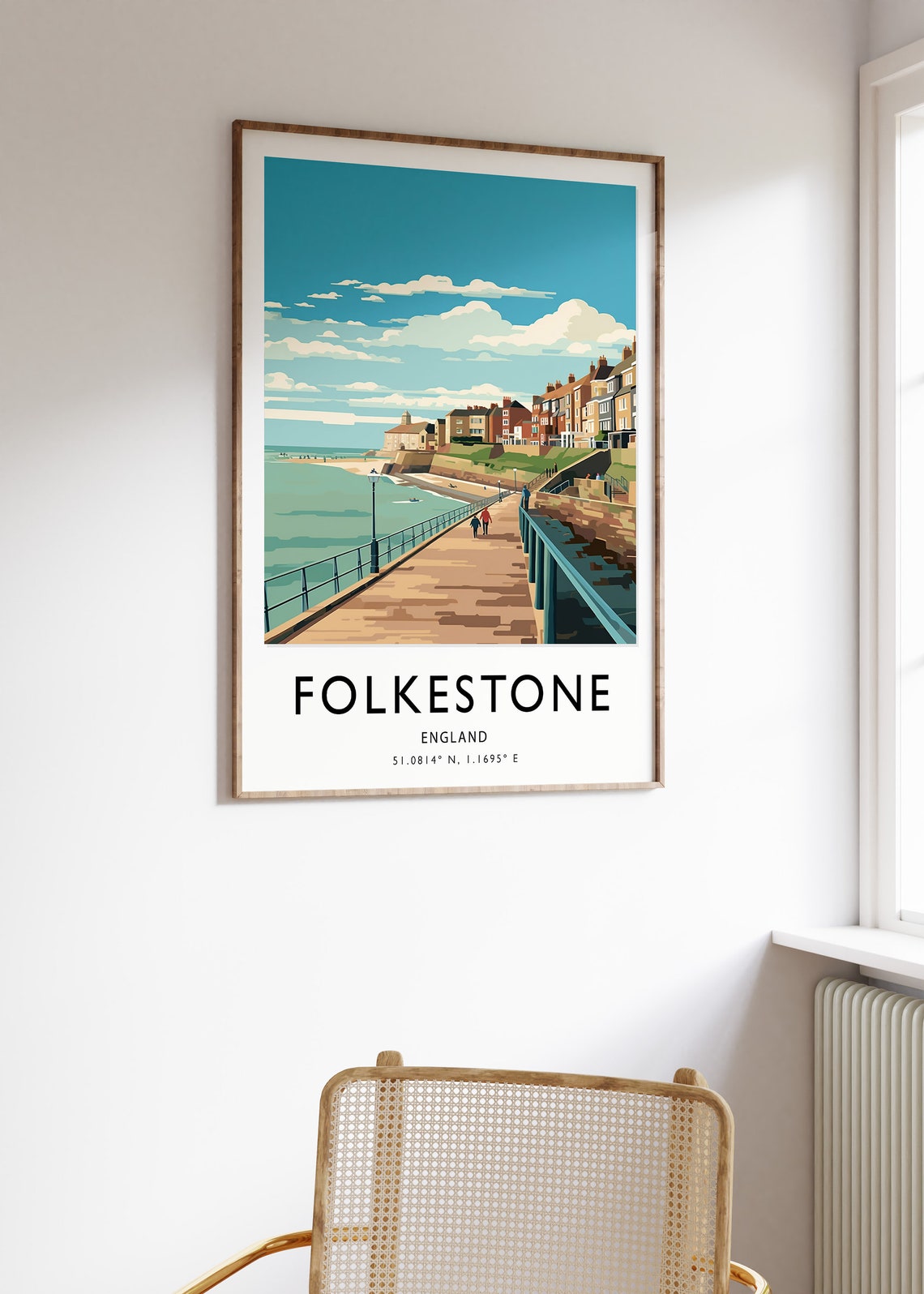 Folkestone England Seafront Promenade Coastal Illustration Poster - Image 3