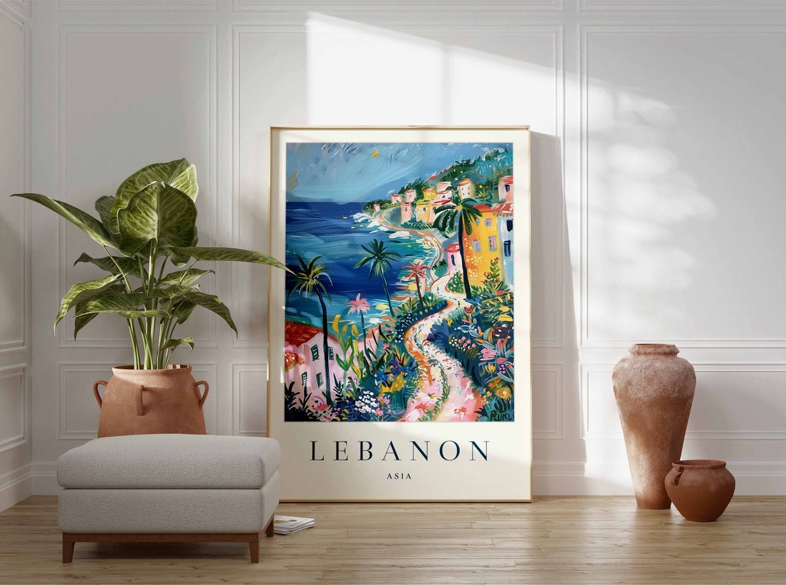 Lebanon Poster Lebanon Travel Print Asia Wall Art Asian Travel Print Tropical Decor Sea Print Lebanon Gift Lebanon Travel Poster - Image 3
