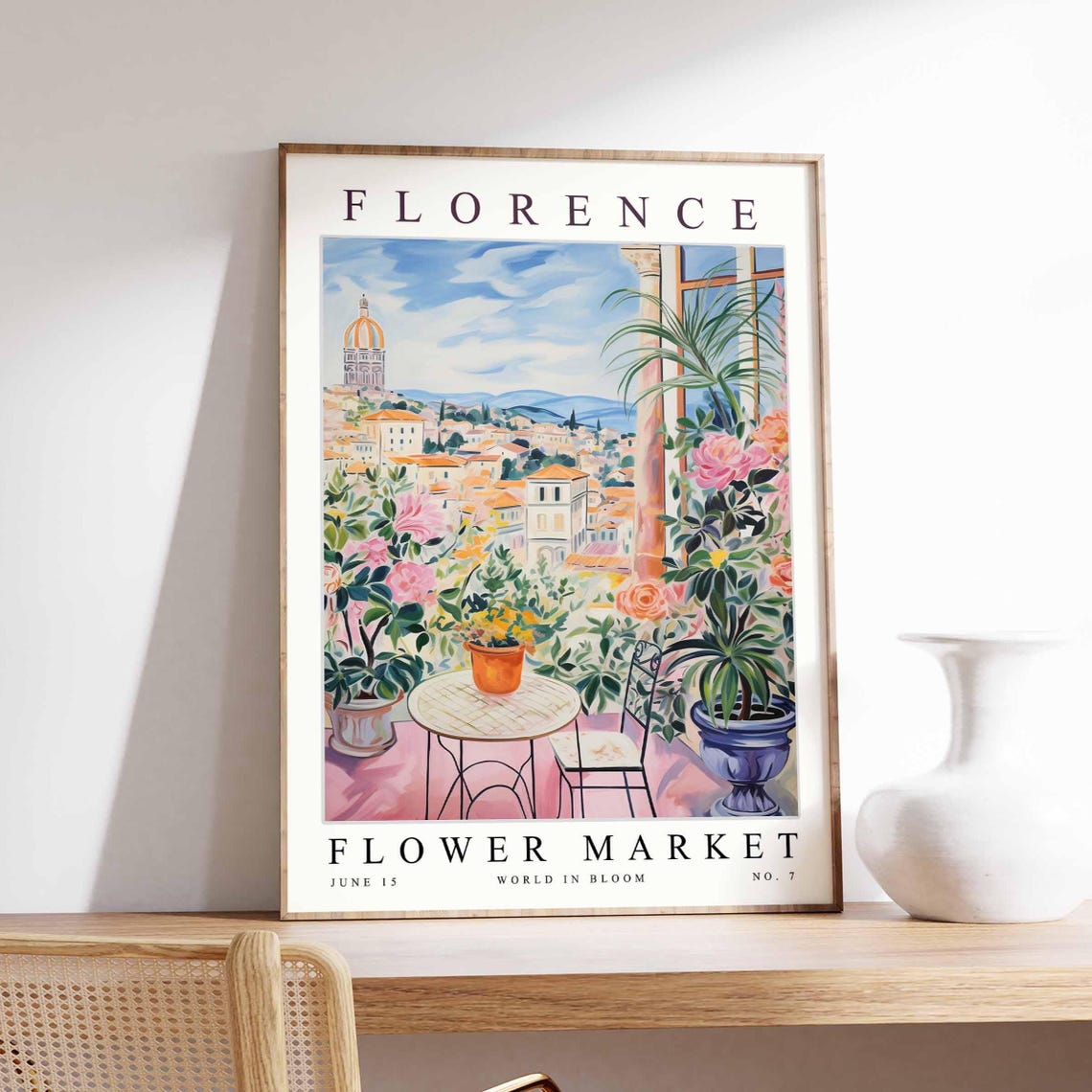Florence Flower Market Terrace Cafe View Dome Blossom Balcony Poster
