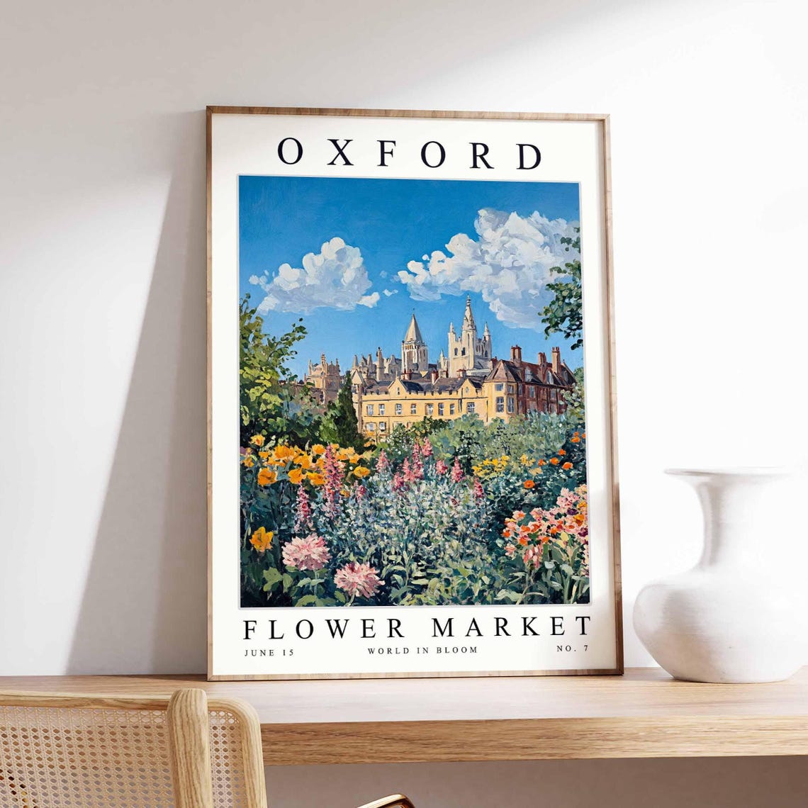 Oxford Flower Market Poster Oxfordprint English Floral Wall Art Oxfordfloral Decor Botanical Uk Print Travel