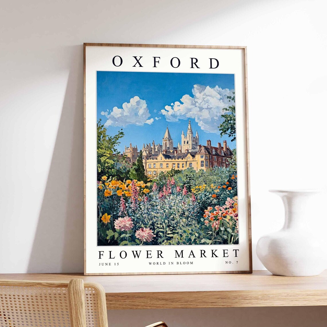 Oxford Flower Market Twin Spires Wildflower Meadow Scene Poster