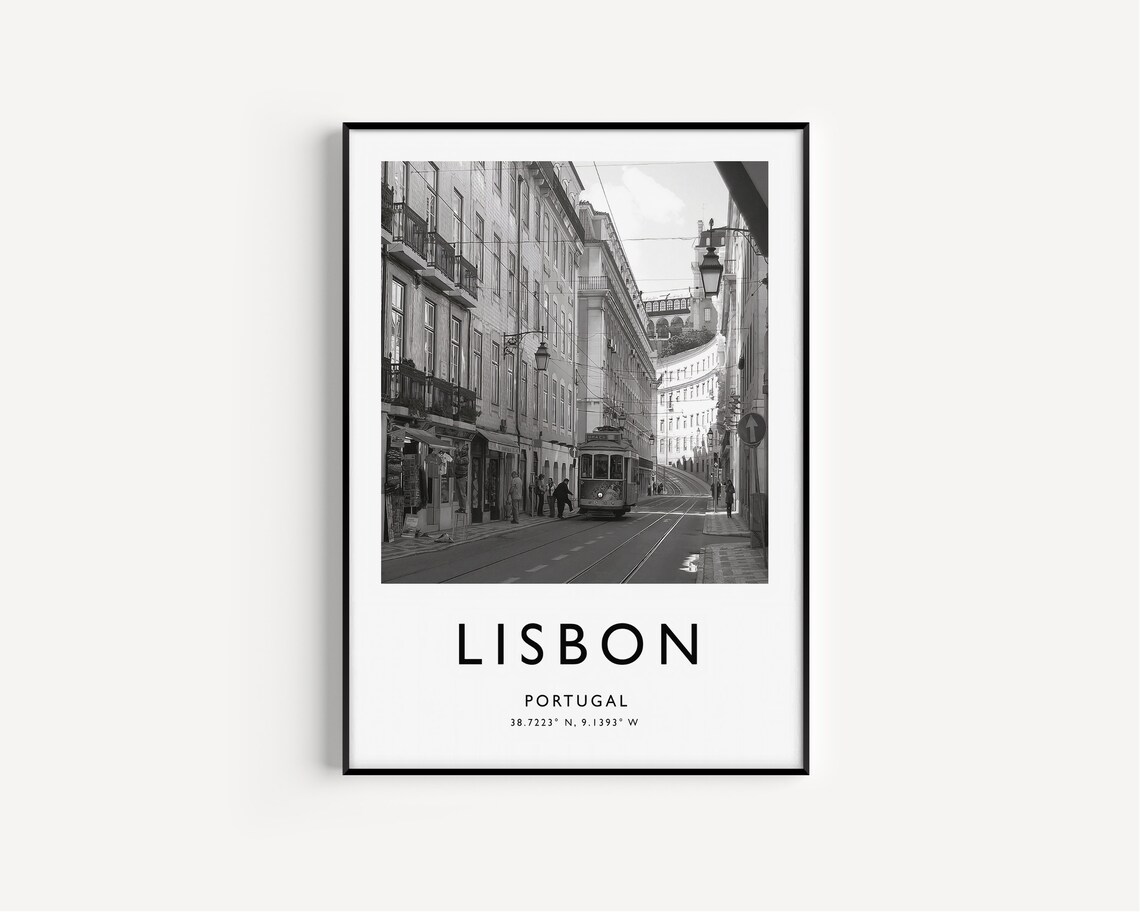 Lisbon Travel Poster, Black And White Travel Art - Image 2