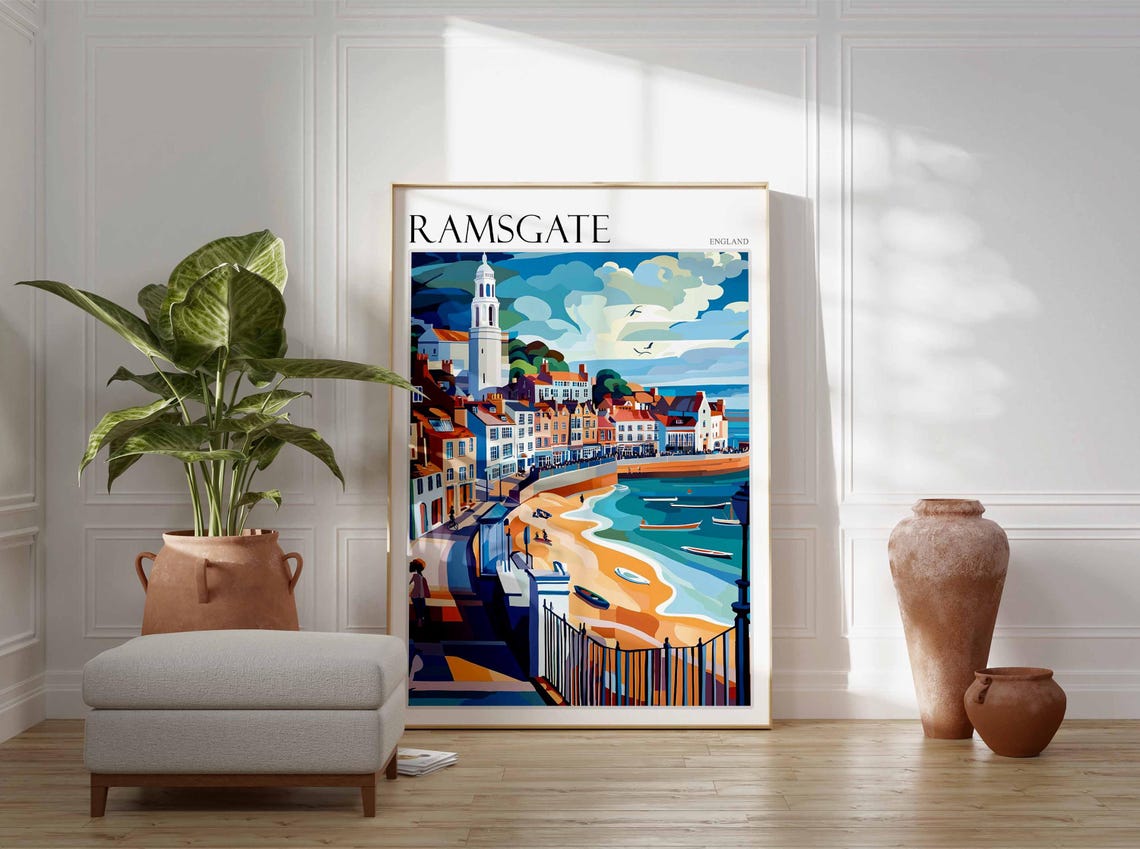 Ramsgate England Retro Seafront Promenade Illustration Poster - Image 4