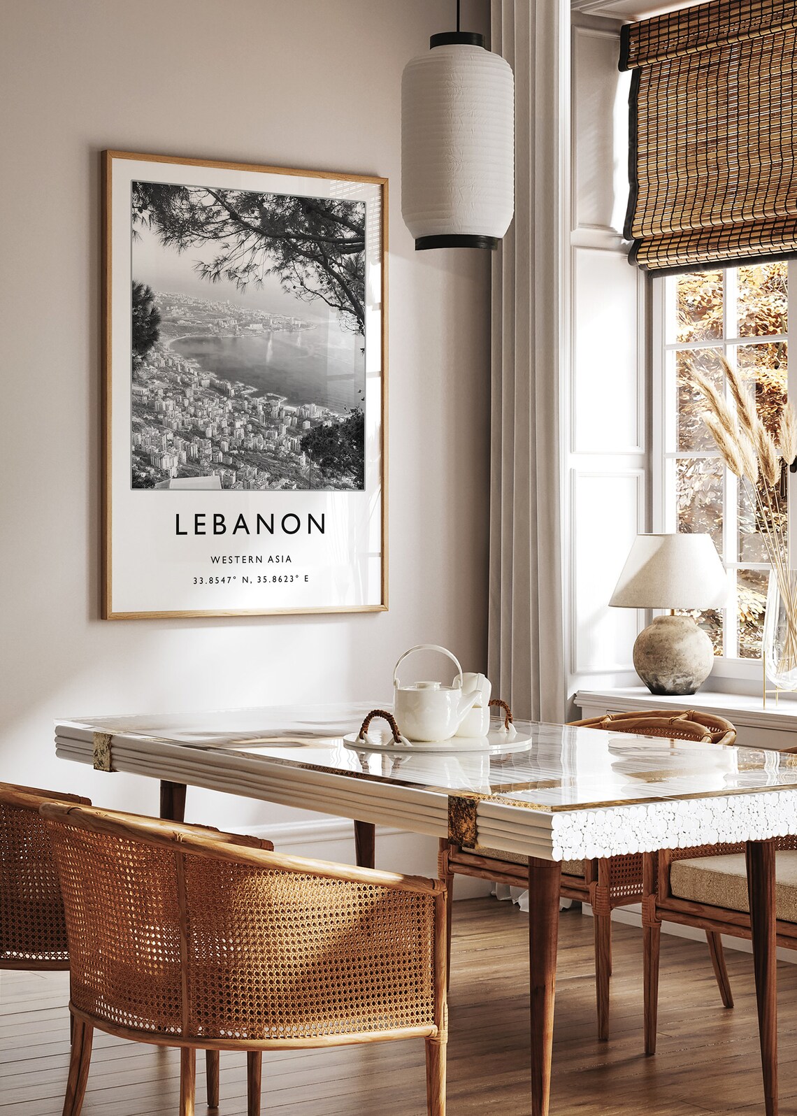 Lebanon Coastal Bay Black White Photo Western Asia Travel Poster - Image 3