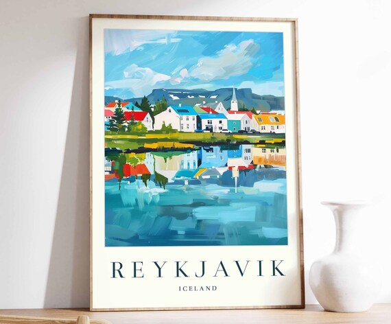 Reykjavk Poster Reykjavk Travel Print Iceland Wall Art European Decor Tropical Decor Sea Print Reykjavk Gift
