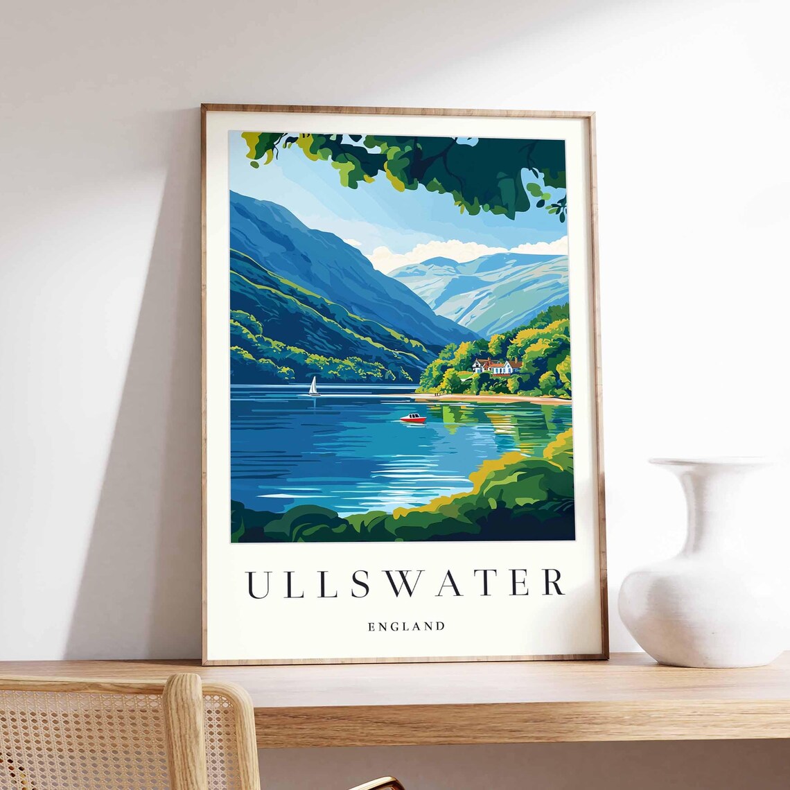 Ullswater England Lake District Sailboat Mountain Lake Poster